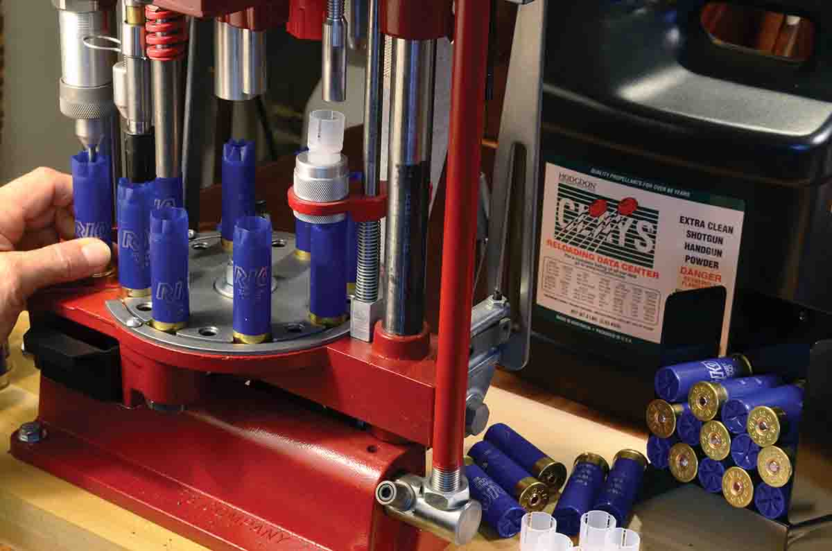 Hornady’s progressive shotshell press can be set up to produce excellent light loads in sufficient volume to allow almost unlimited practice.